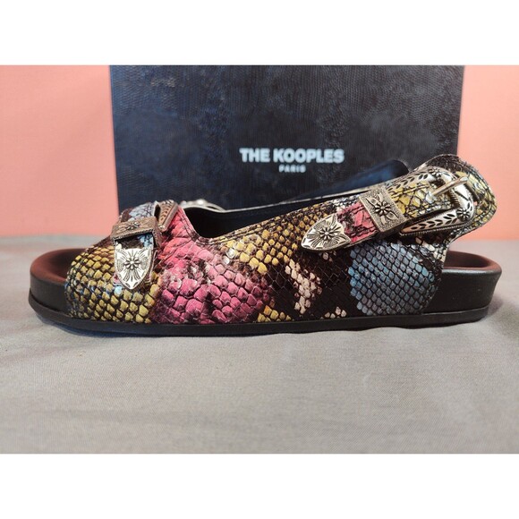 Women's The Kooples Snake Print Western Flat Sandal 38 US 7.5 - Picture 3 of 8